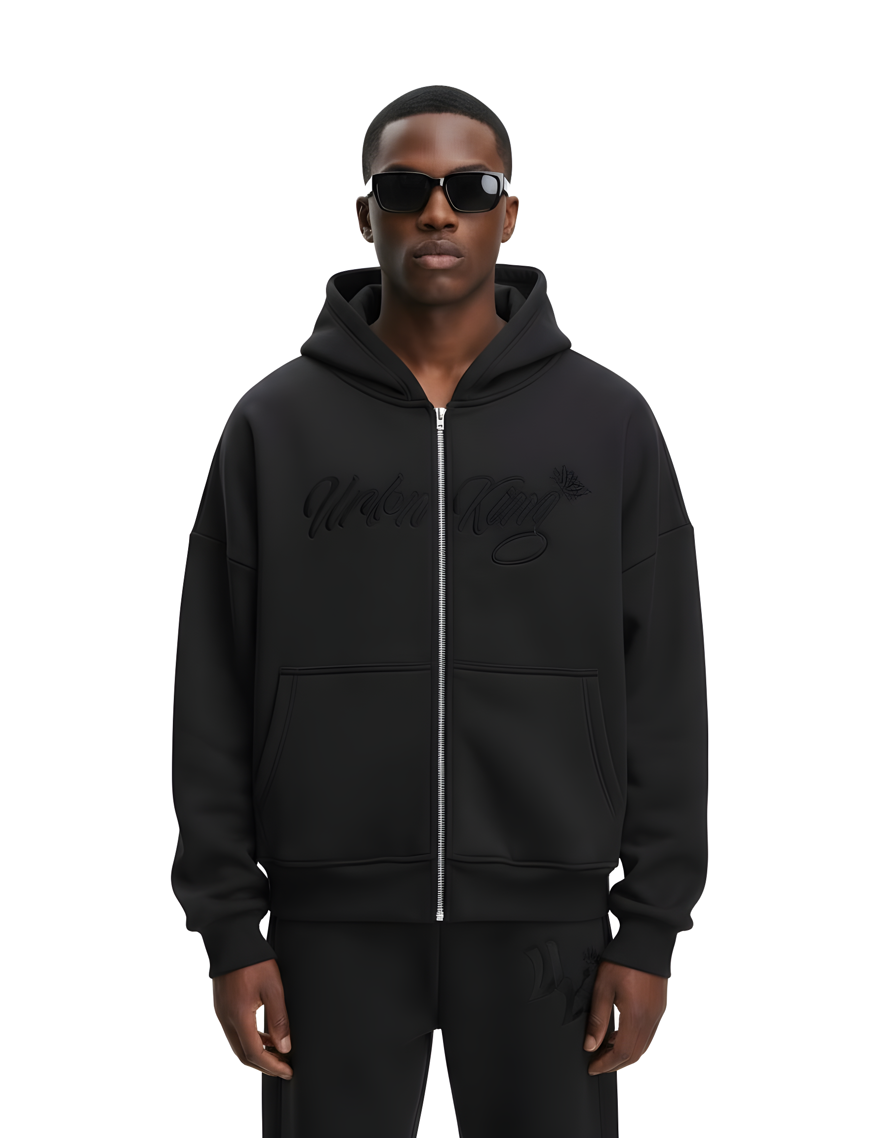 Meridian Zipped Hoodie in Cosmic Black