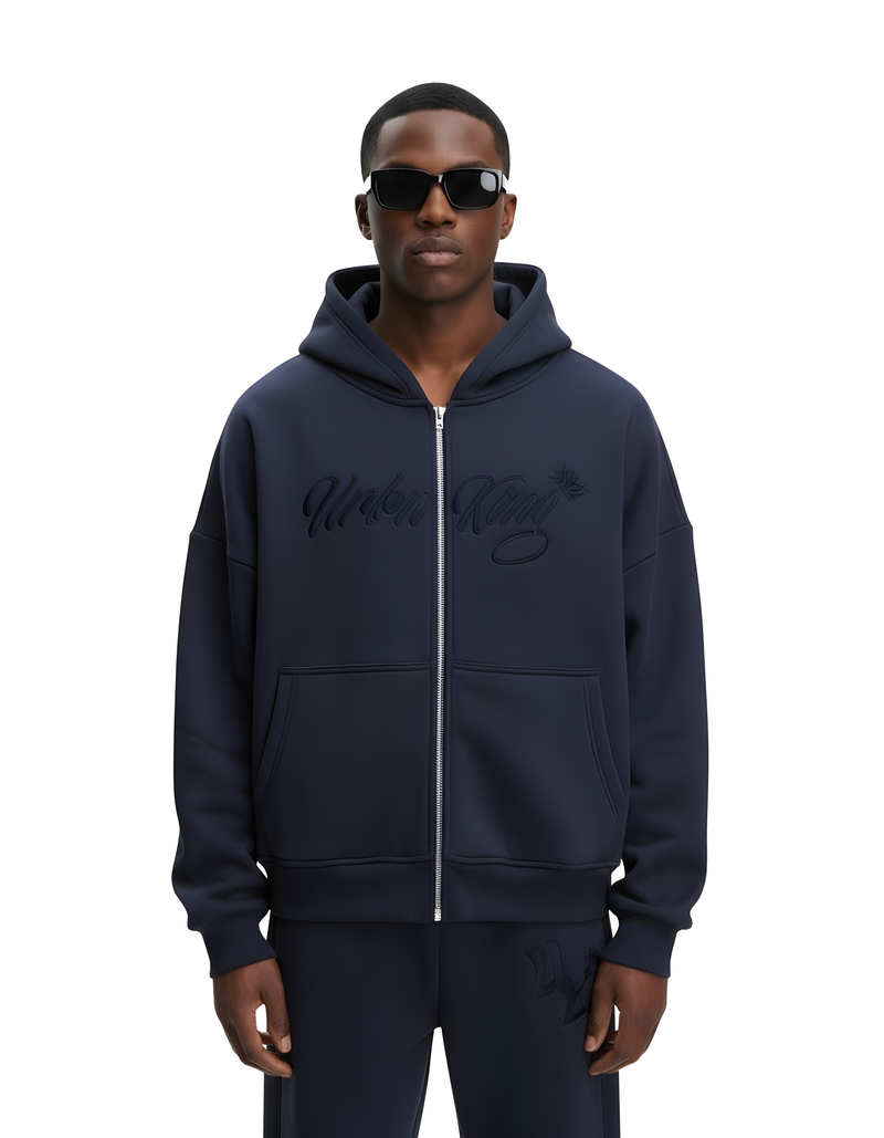 Meridian Zipped Hoodie in Sapphire Blue