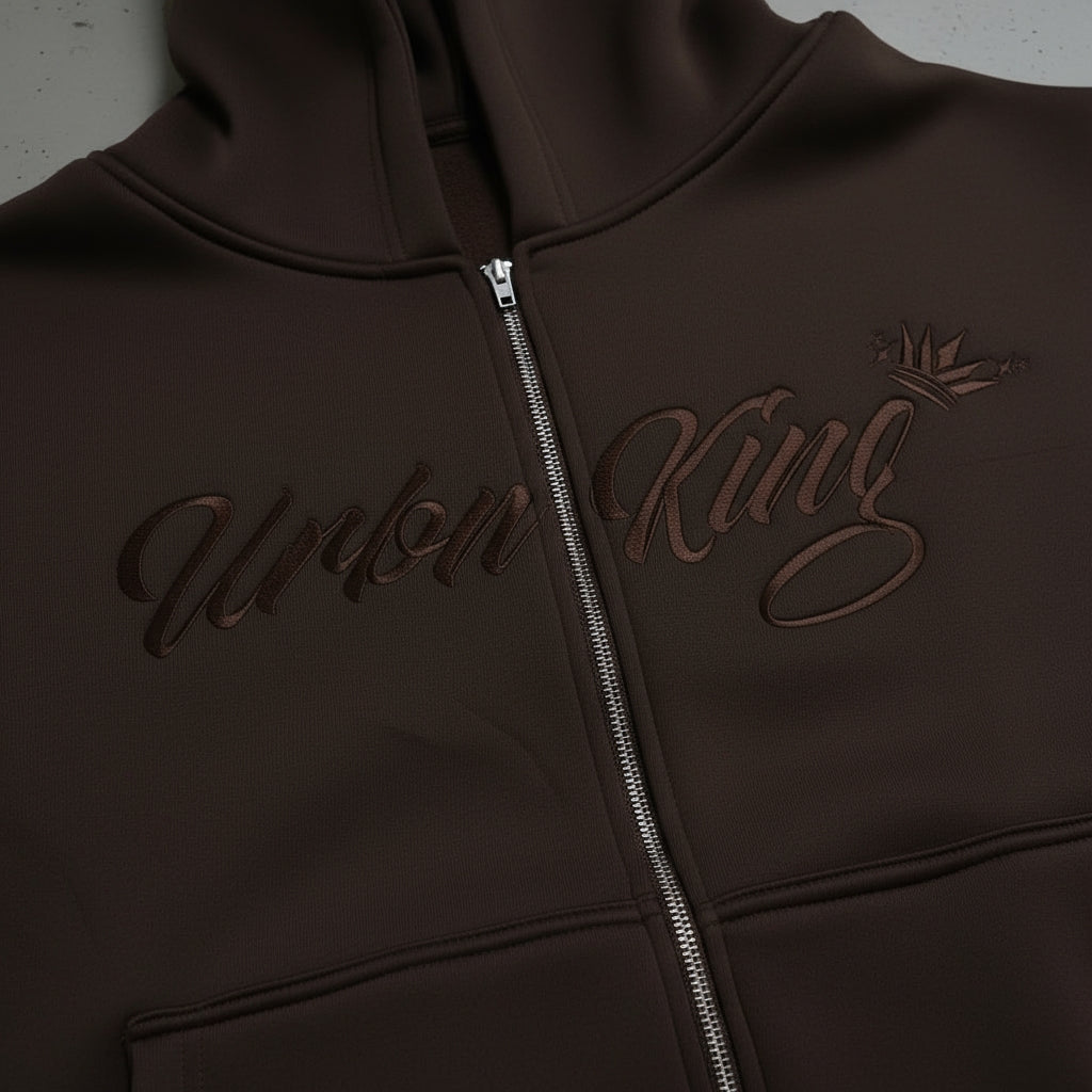 Meridian Zipped Hoodie in Midnight Espresso