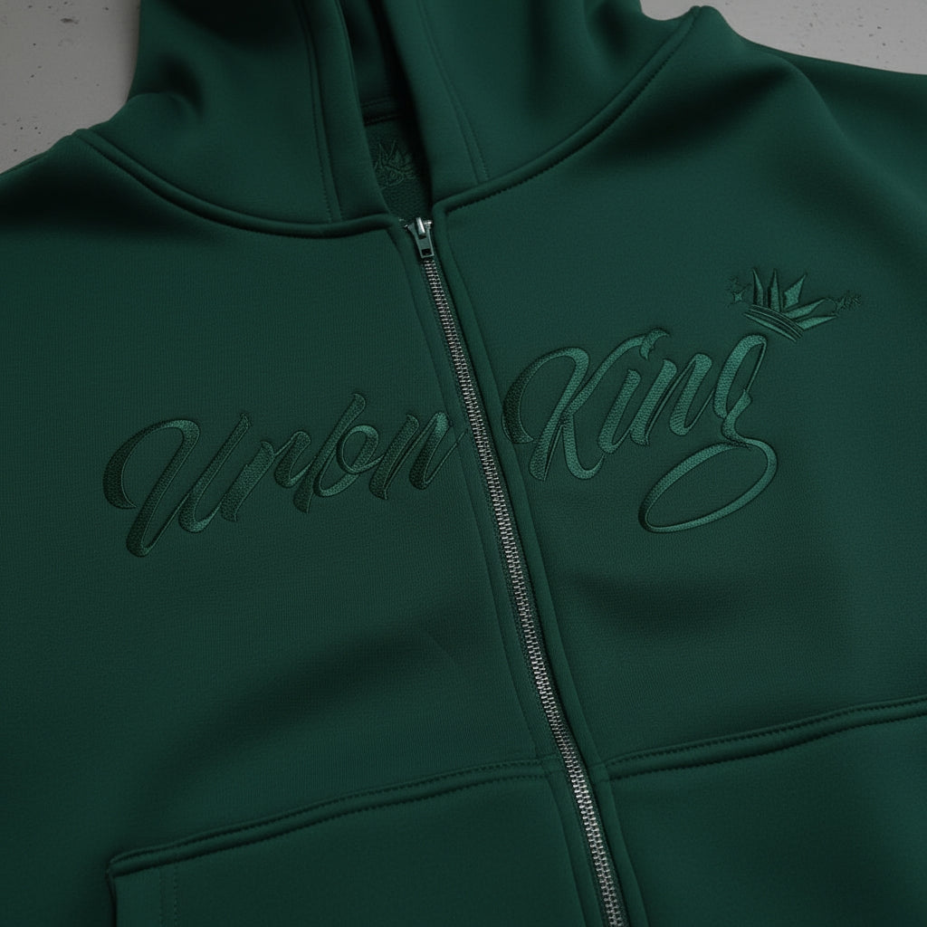 Meridian Zipped Hoodie in Emerald Green