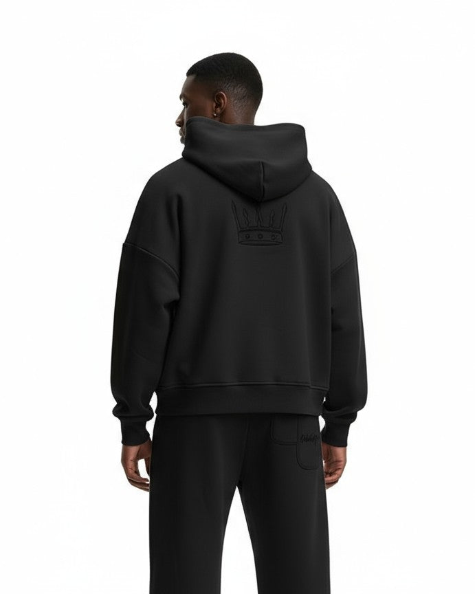 Meridian Zipped Hoodie in Cosmic Black