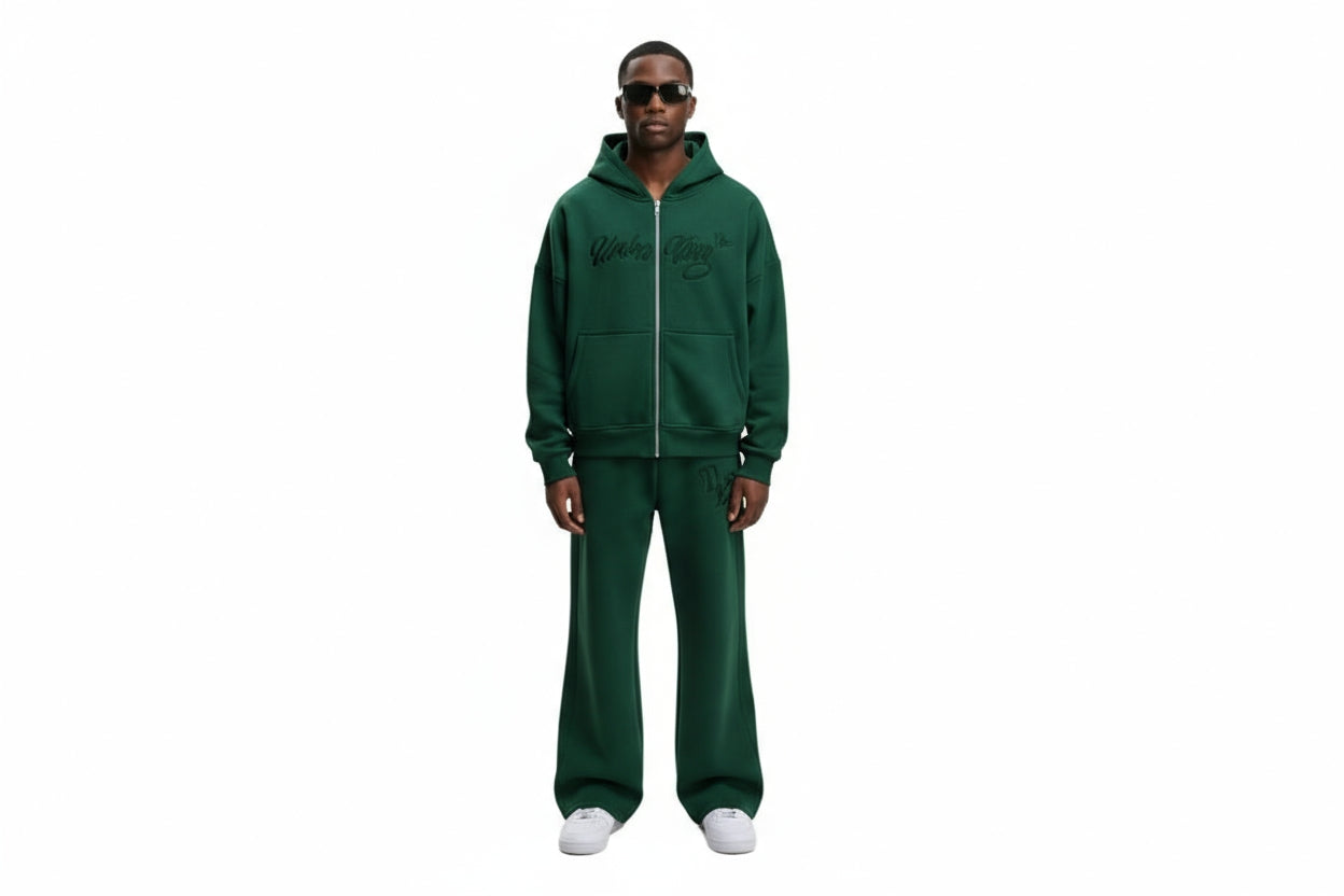 Meridian Zipped Hoodie in Emerald Green