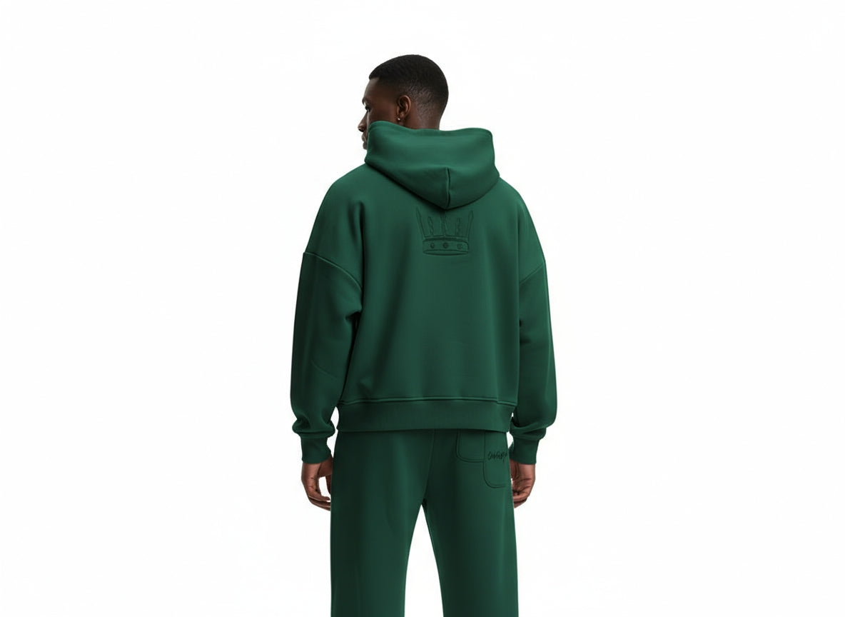 Meridian Zipped Hoodie in Emerald Green