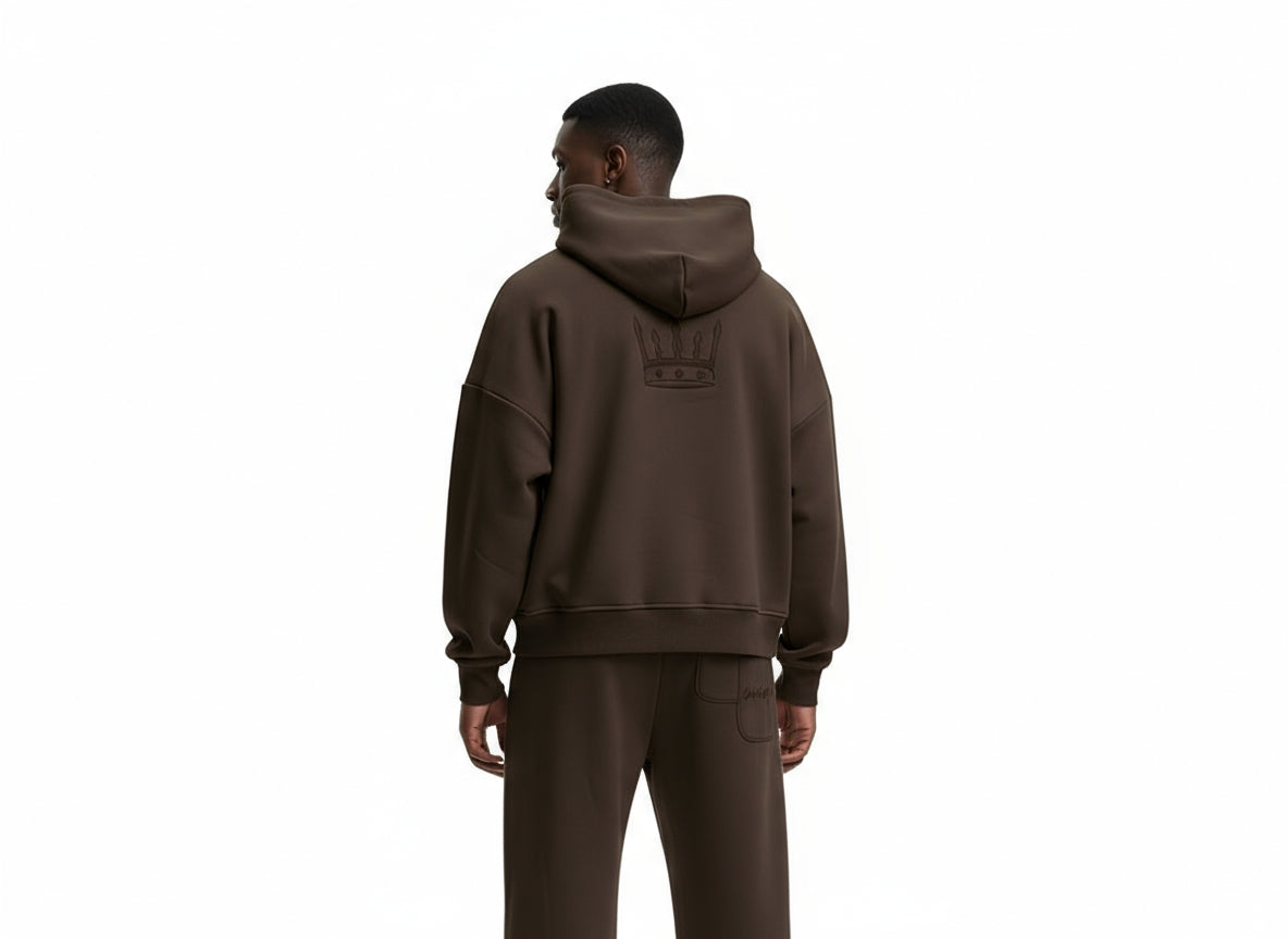 Meridian Zipped Hoodie in Midnight Espresso