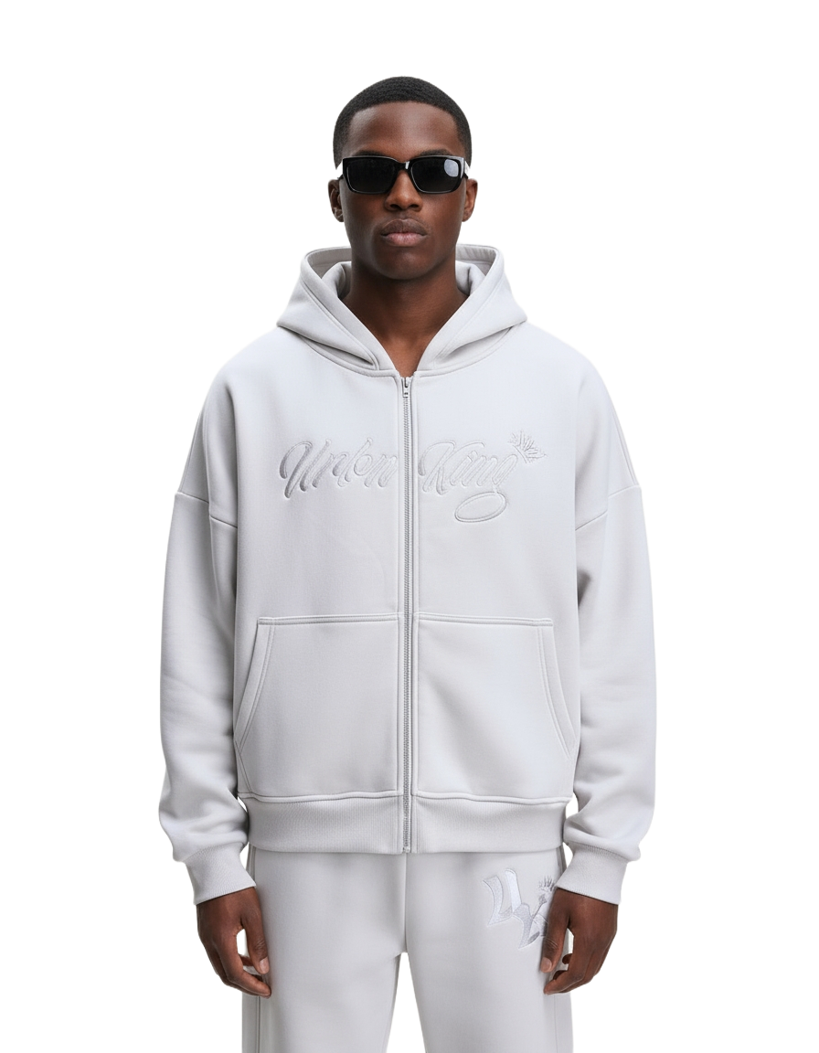 Meridian Zipped Hoodie in Silver Mist
