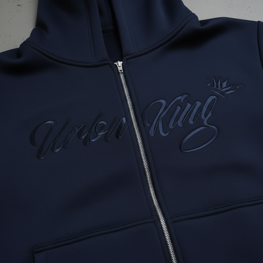 Meridian Zipped Hoodie in Sapphire Blue